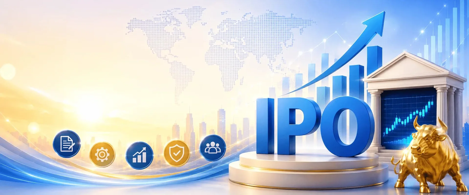 Pre-IPO growth and stock exchange illustration